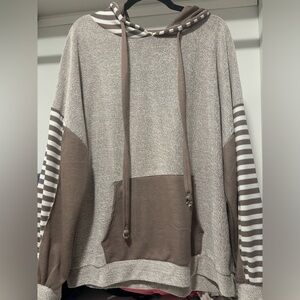 BiBi Brown and Cream Striped Hoodie